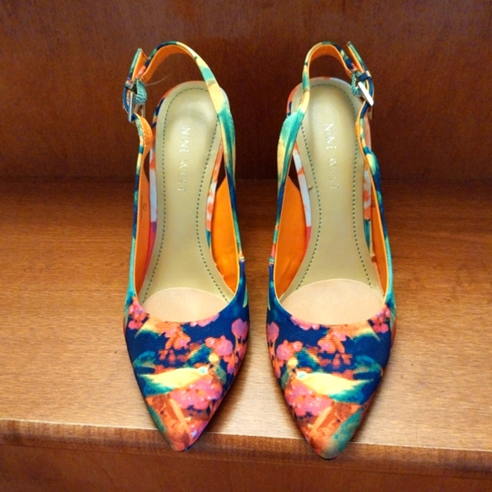 Nine West Multicolor Floral Slingback Heels